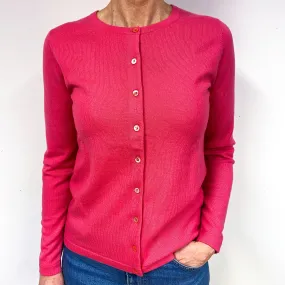 New Lupin Pink Cashmere Crew Neck Cardigan Medium