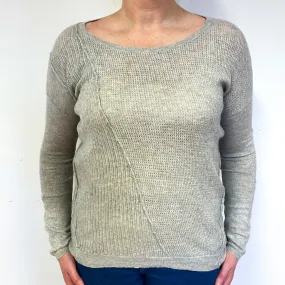 Oatmeal Beige Cashmere Crew Neck Jumper Large