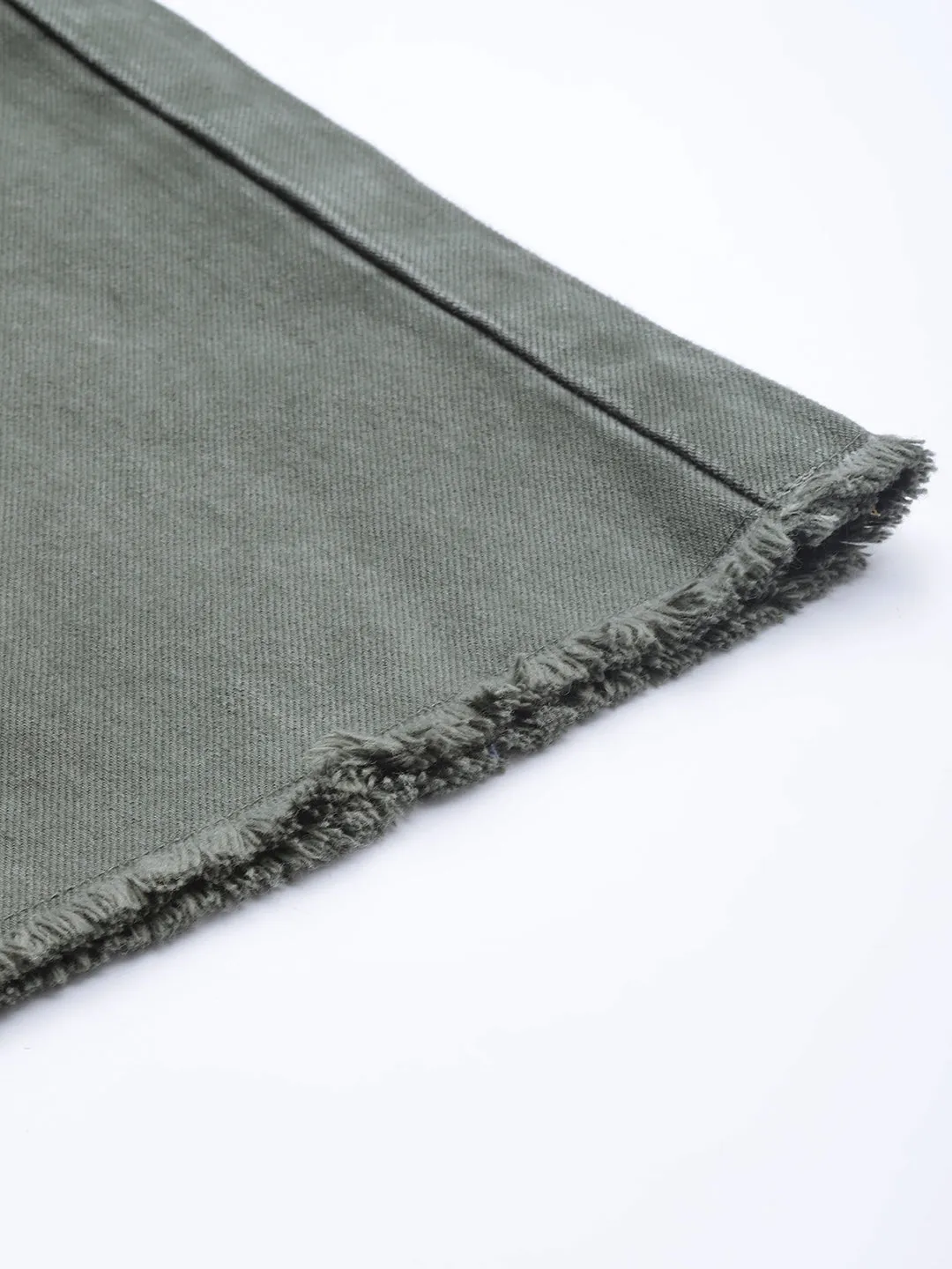Olive Denim Wide Leg Jeans