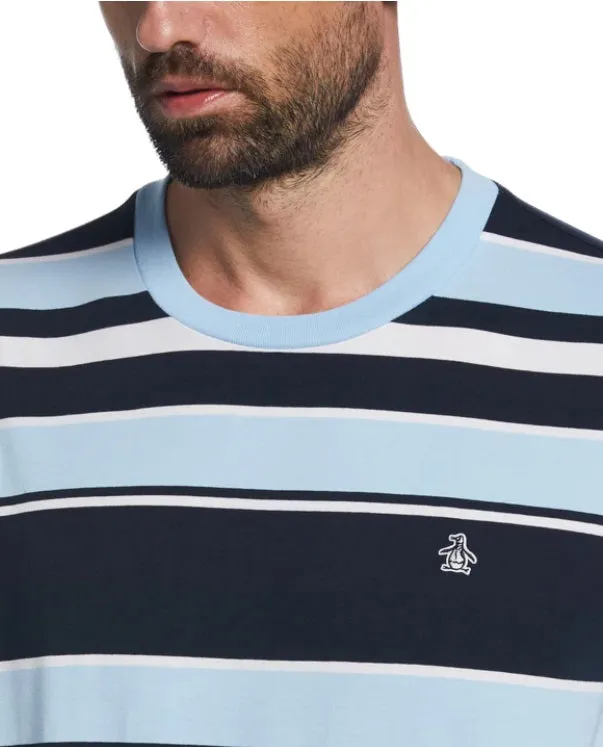 Original Penguin Multi Stripe Jersey Organic Cotton T-Shirt - Cerulean