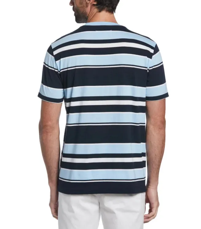 Original Penguin Multi Stripe Jersey Organic Cotton T-Shirt - Cerulean