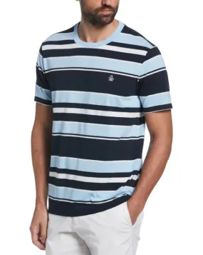 Original Penguin Multi Stripe Jersey Organic Cotton T-Shirt - Cerulean