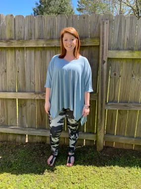 Oversized V Neck Poncho Top