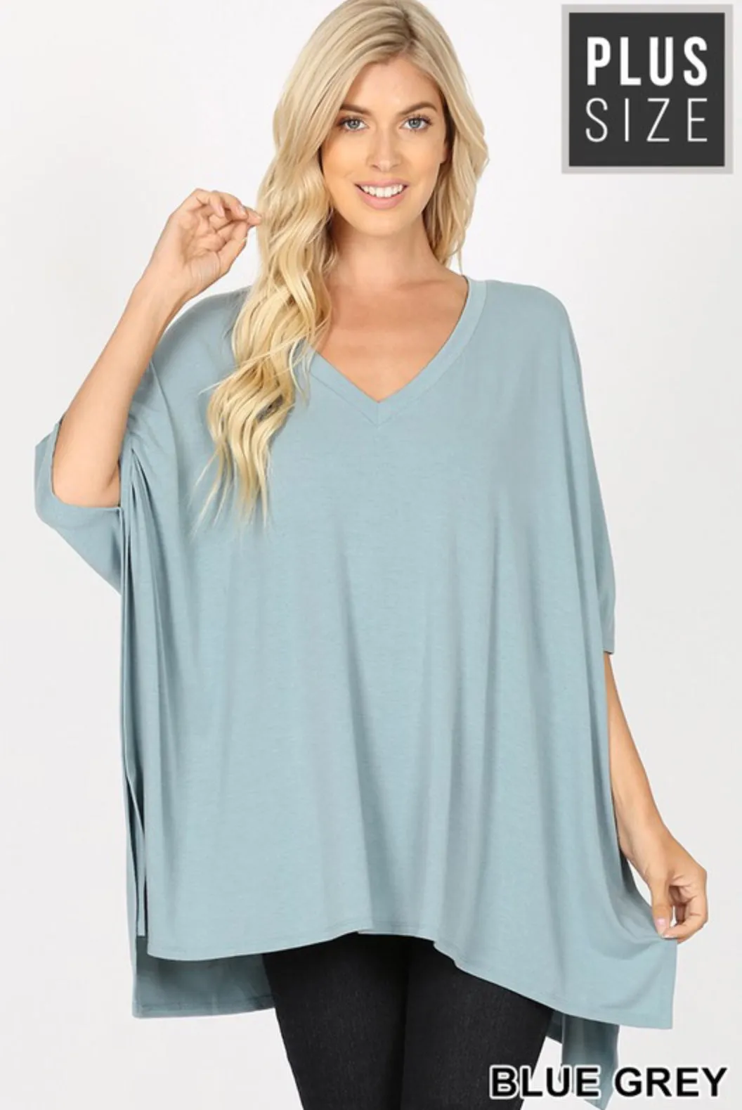 Oversized V Neck Poncho Top