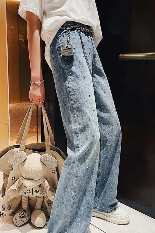 PA001 Rhinestones Denim Jeans