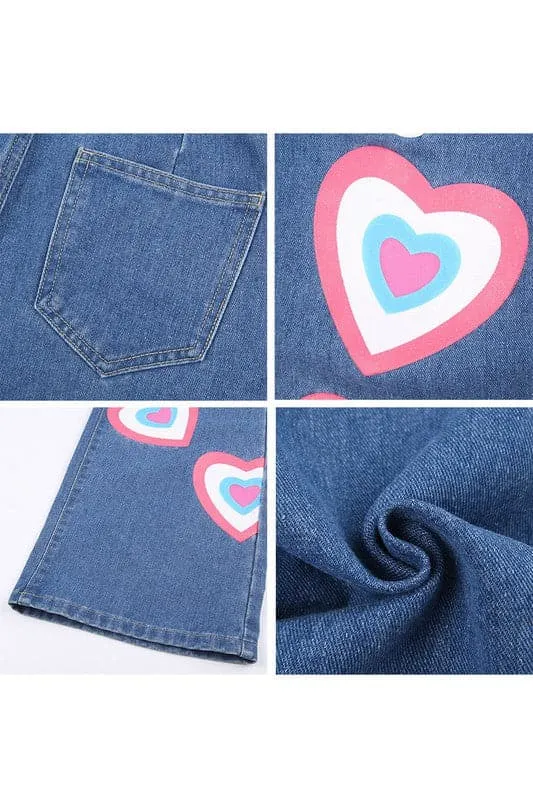PA013 Heart Graphic Long Jeans