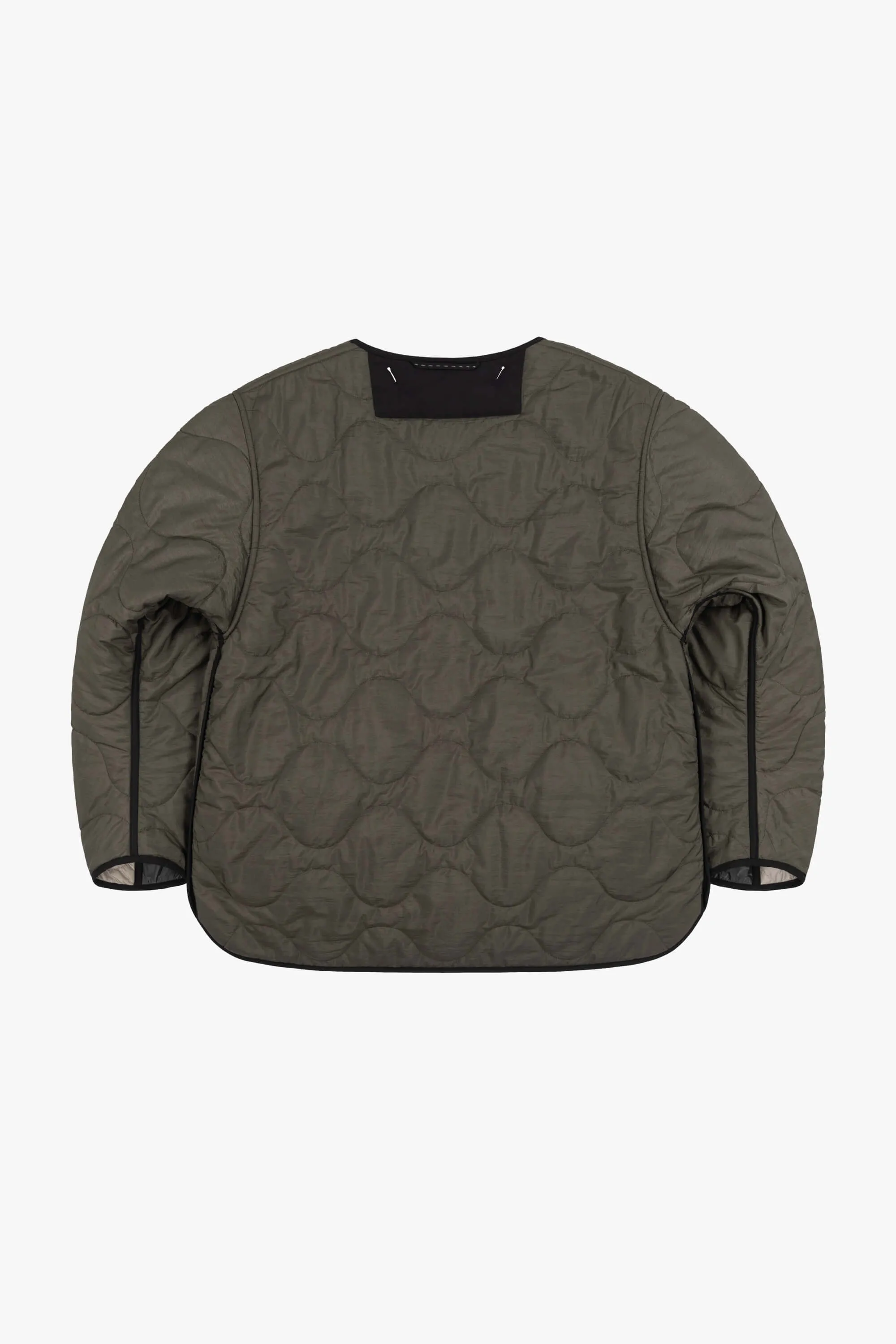 Patchwork Cropped Quilt Jacket - Anthracite & Mineral Green / Dark Olive