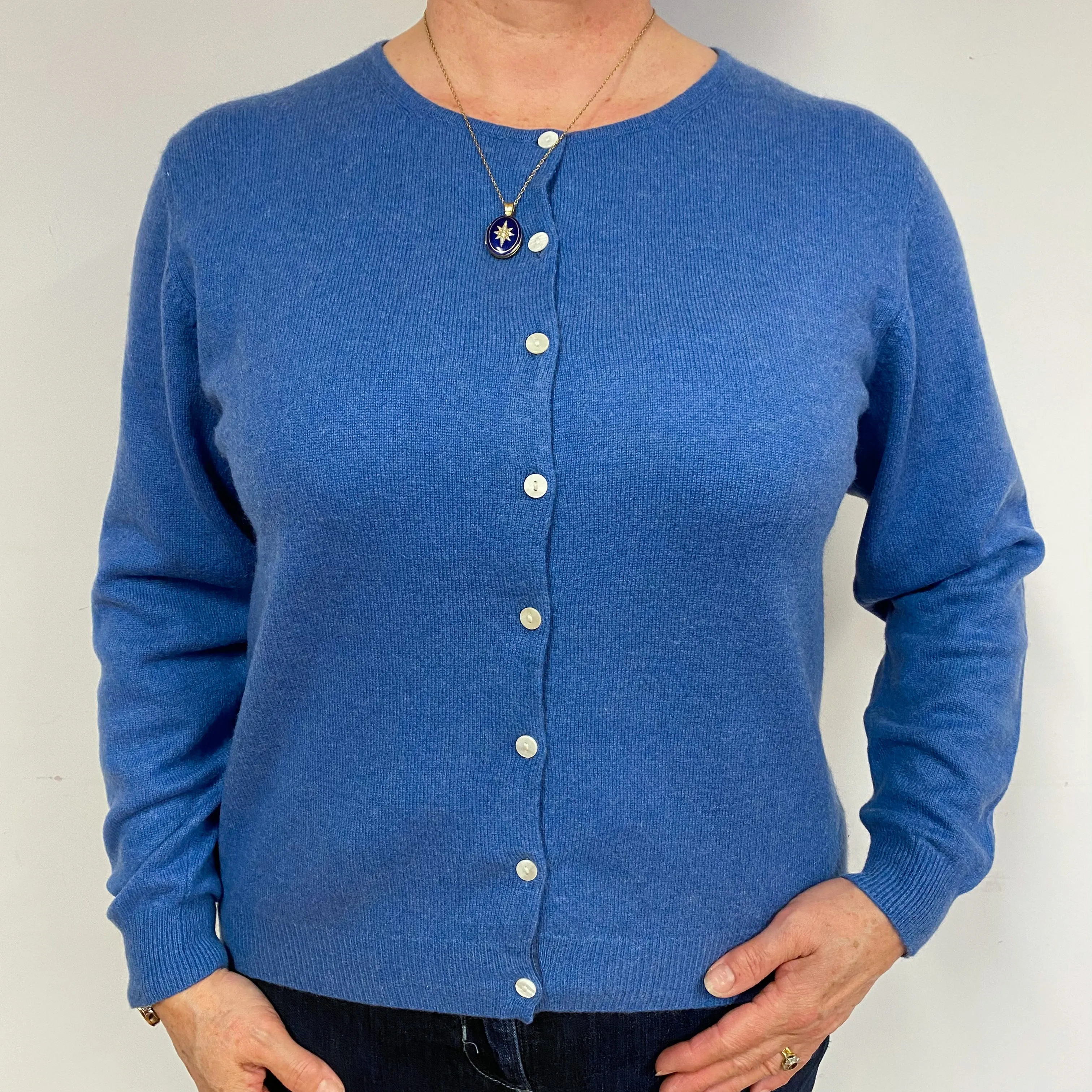 Peacock Blue Cashmere Cardigan Large