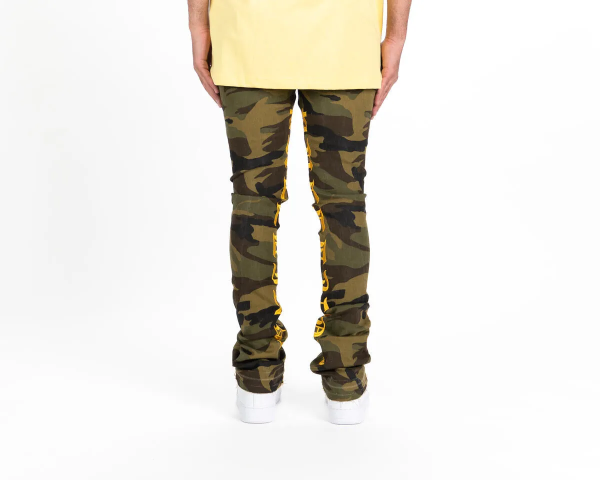 Pheelings AGAINST ALL ODDS FLARE STACK DENIM  (CAMO/YELLOW)
