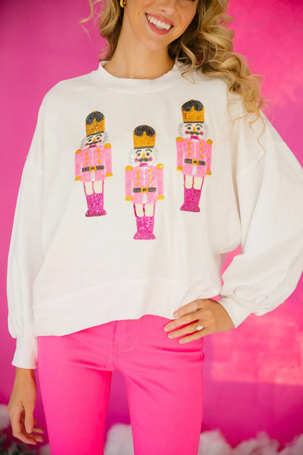 PINK SEQUIN NUTCRACKER PULLOVERS