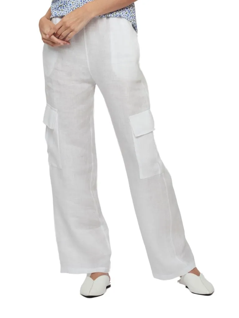 Pistache Linen Cargo Pant- White