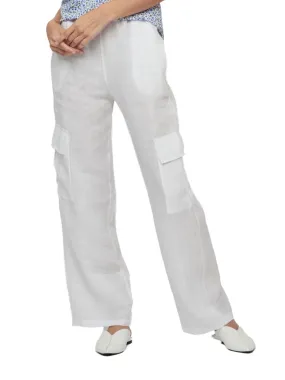 Pistache Linen Cargo Pant- White