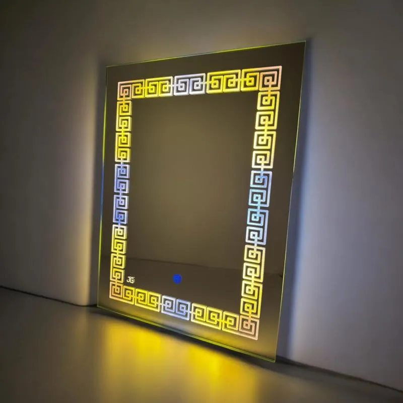 Premium Frameless Rectangular Mirror for Wall | Led Mirror with Three Lights,18 * 24 Inches | Decorative Light Mirrors