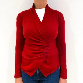 Red Cashmere Cross Over V-Neck Jumper Medium