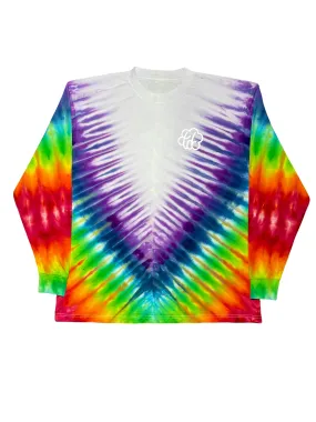ROYGBIV V Rainbow Tie Dye Long Sleeve T-Shirt