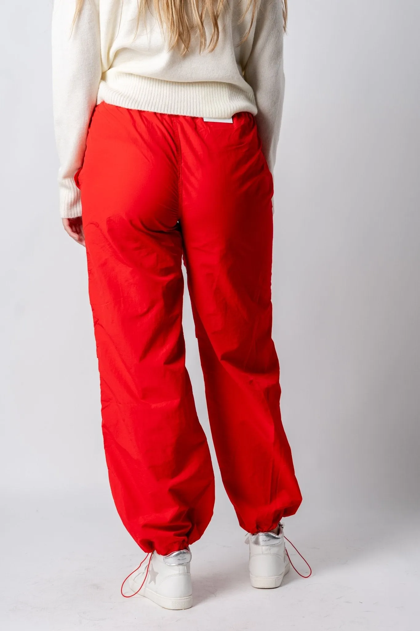 Ruched cargo pants tomato red