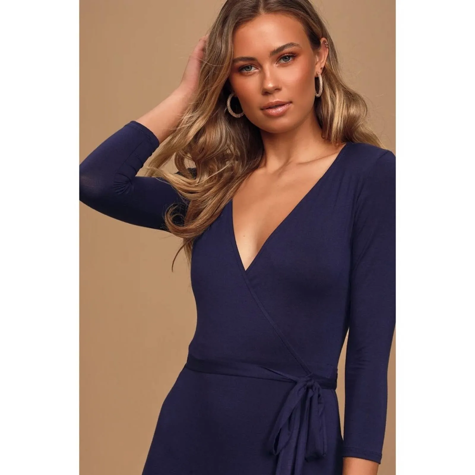 Size Large Lulus Garden District Navy Blue Wrap Maxi Dress