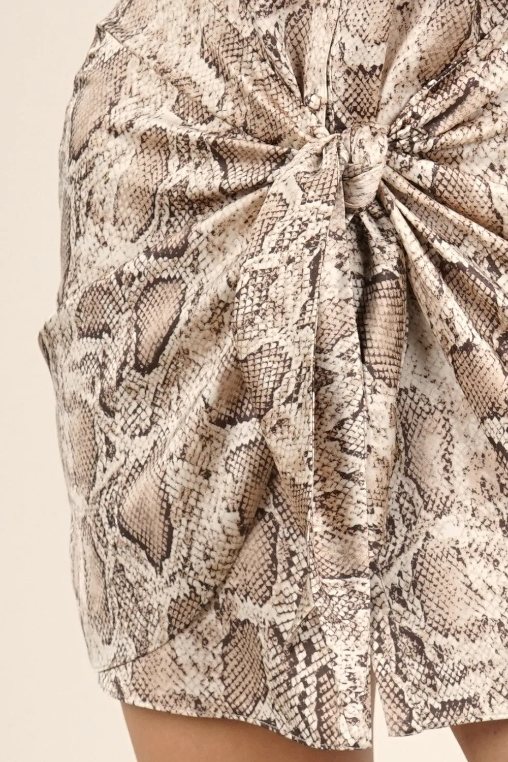 Snakeskin Knot Mini Shirt Dress