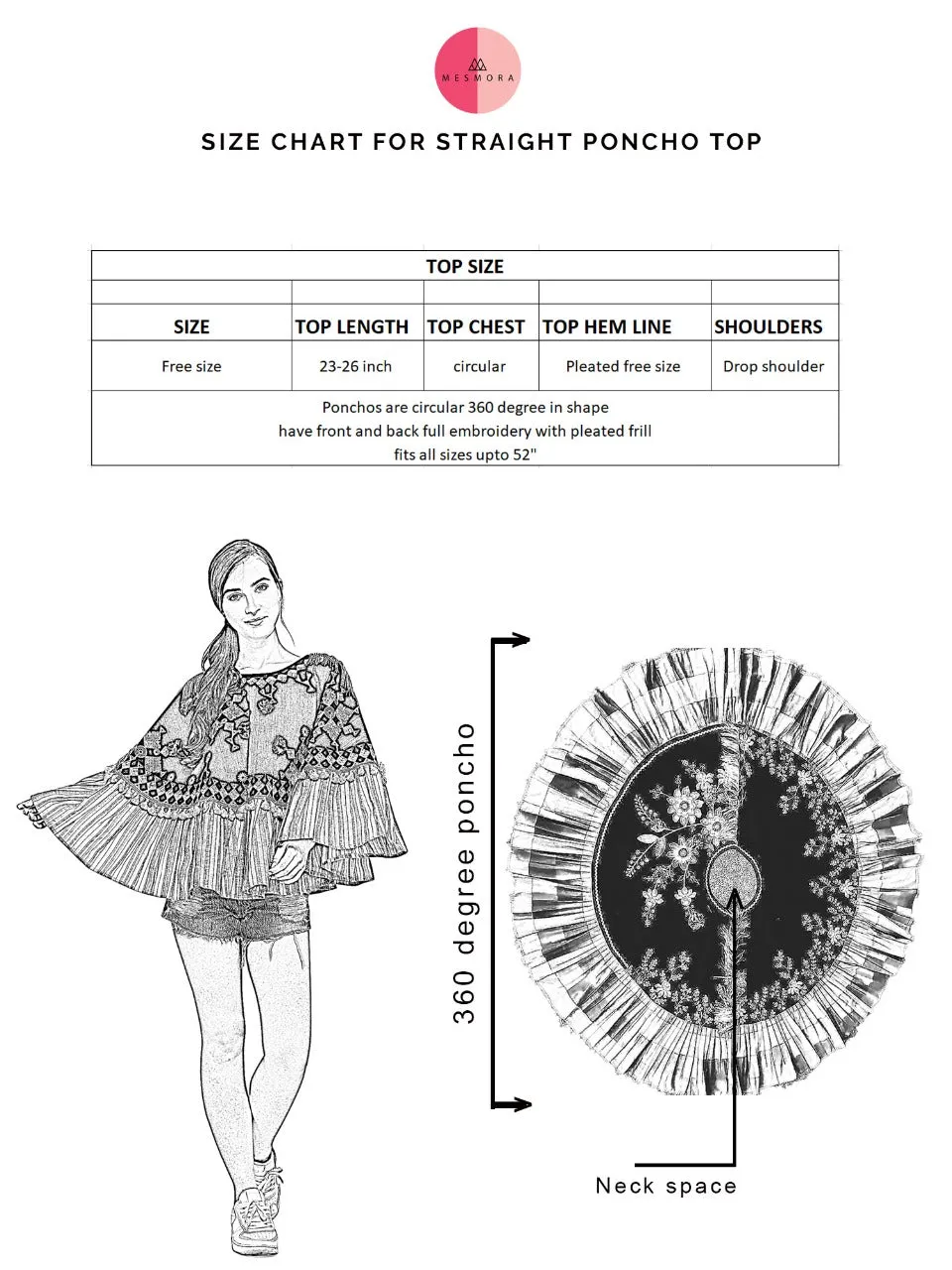 Snowflake Stripe Frilled Poncho