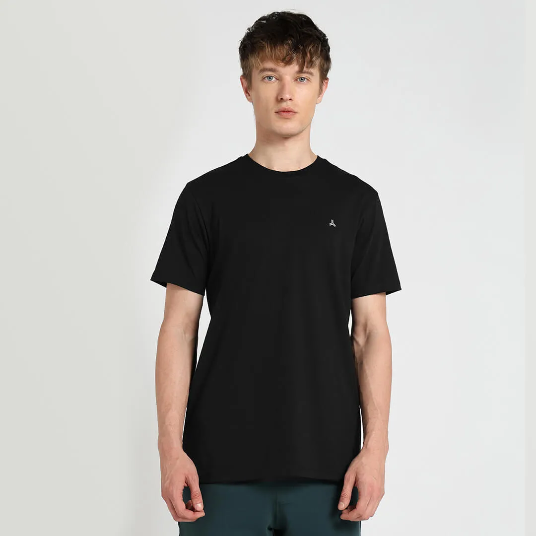 Solid Stretch T-shirt -  Black
