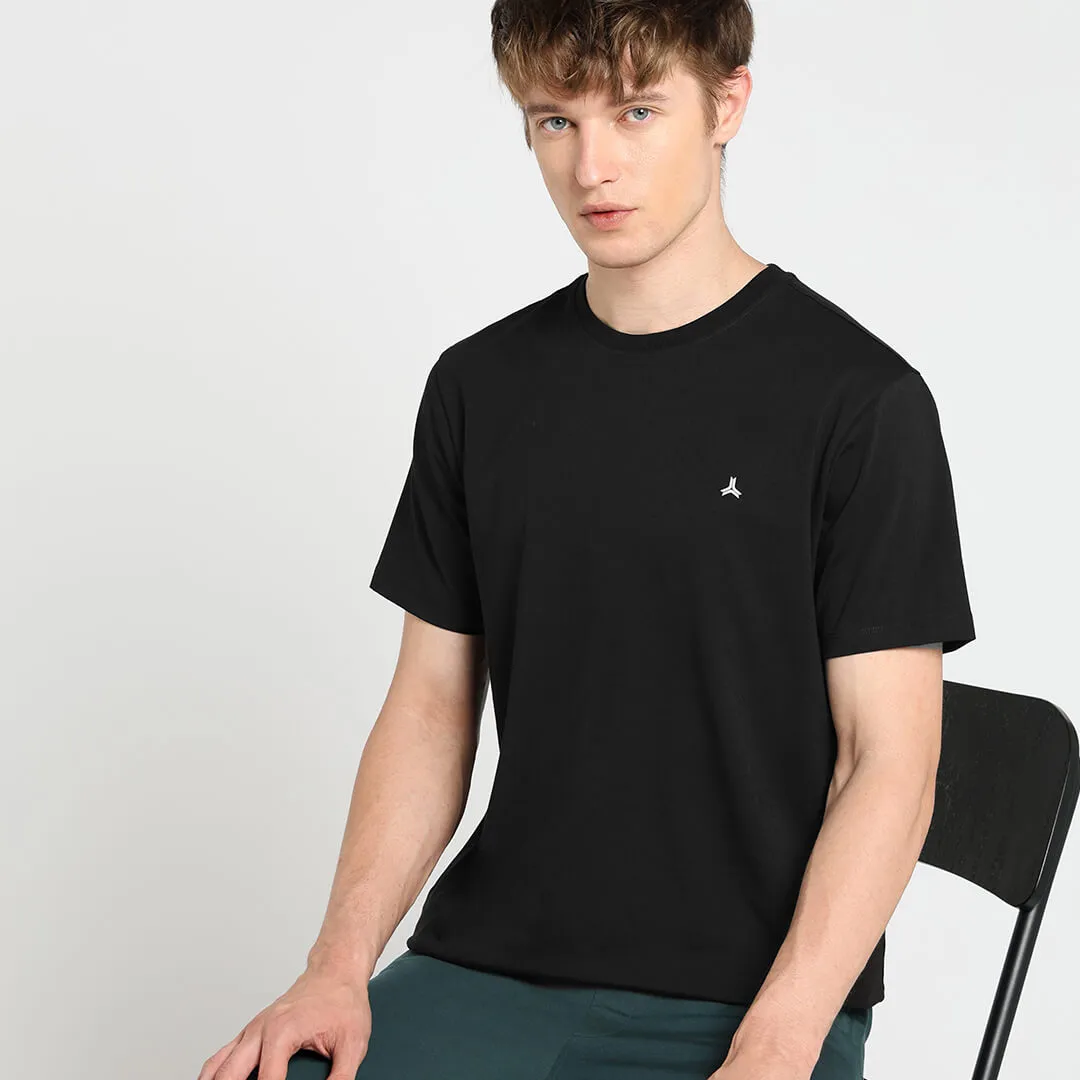 Solid Stretch T-shirt -  Black