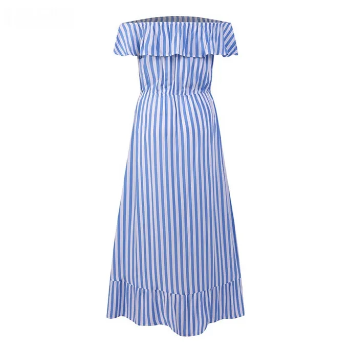 Summer Wrap Striped Beach Swing Maxi Dress