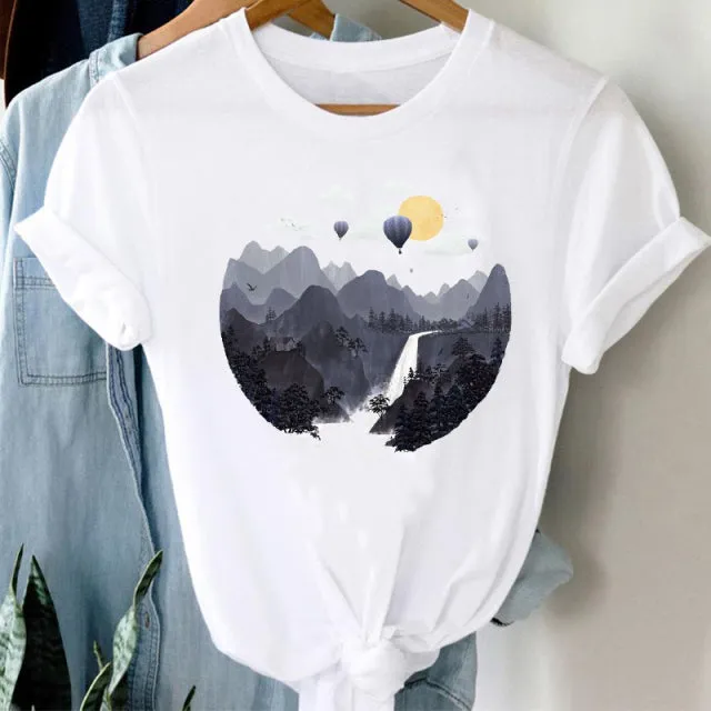 T-shirts Women Cartoon Wine Funny Fashion Clothing Spring Summer Clothes Tshirt