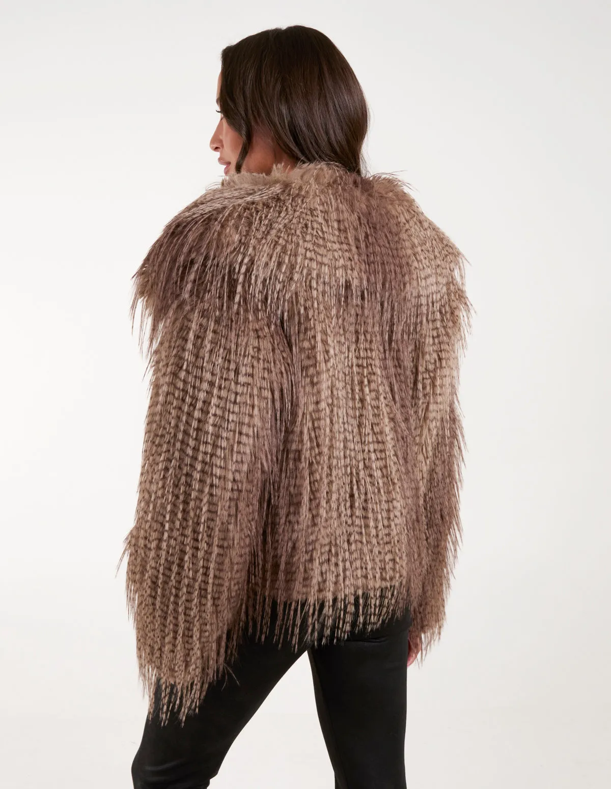 Toggle Detail Faux Fur Coat