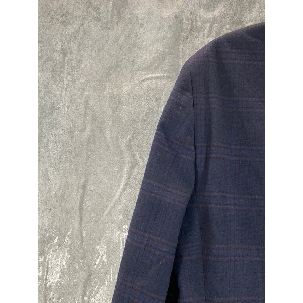 TOMMY HILFIGER Men's Navy Windowpane Two-Button Modern-Fit Sport Coat SZ 38R