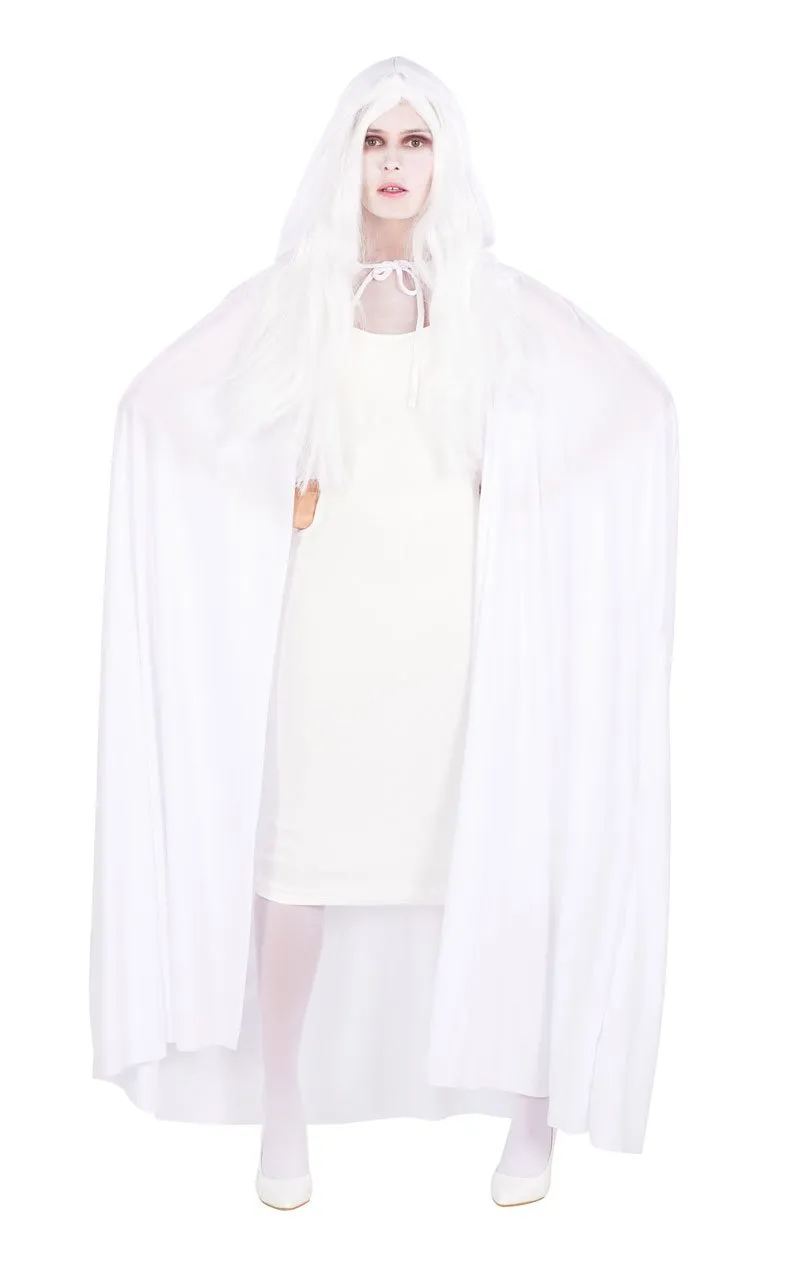 Unisex White Hooded Cape