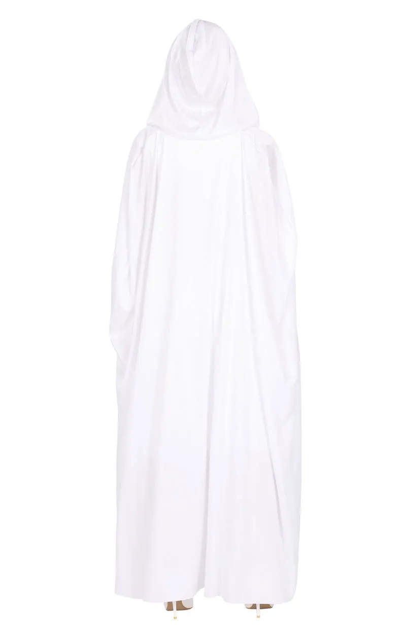 Unisex White Hooded Cape