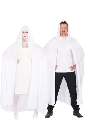 Unisex White Hooded Cape