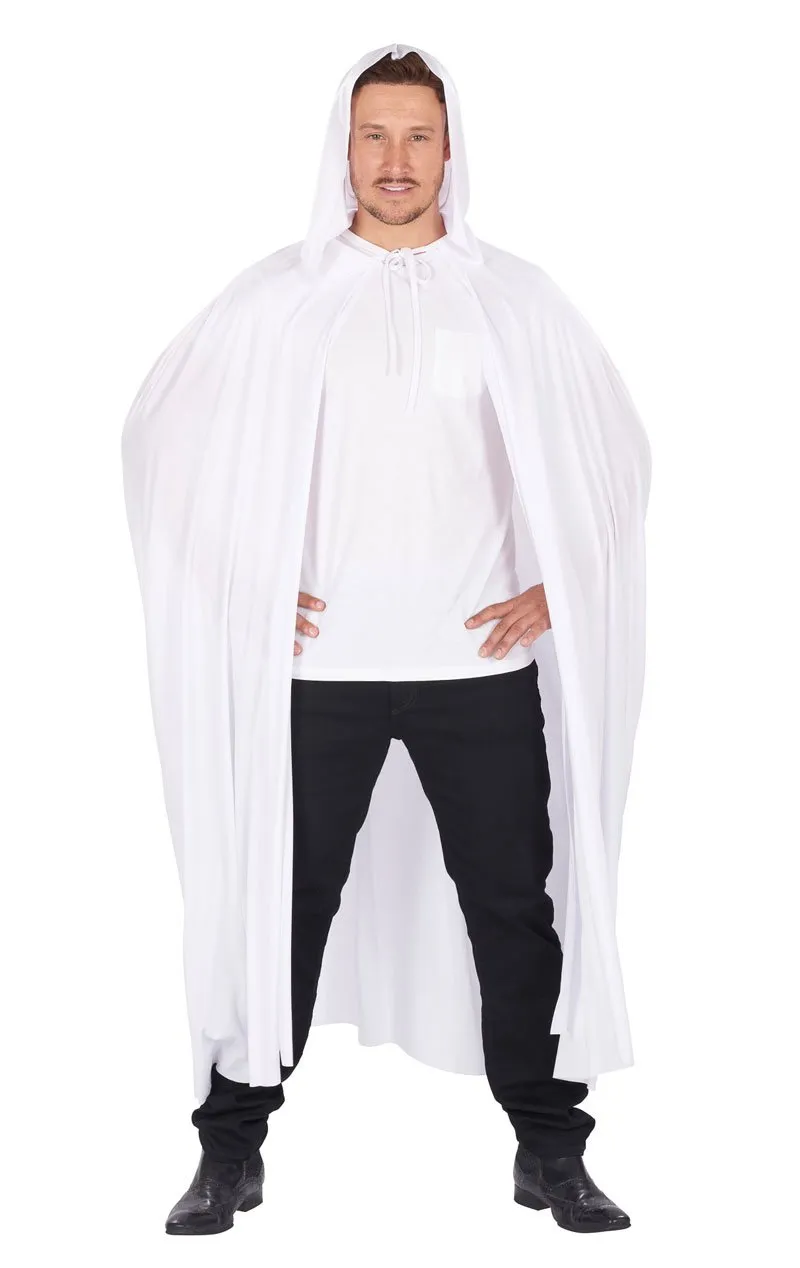 Unisex White Hooded Cape