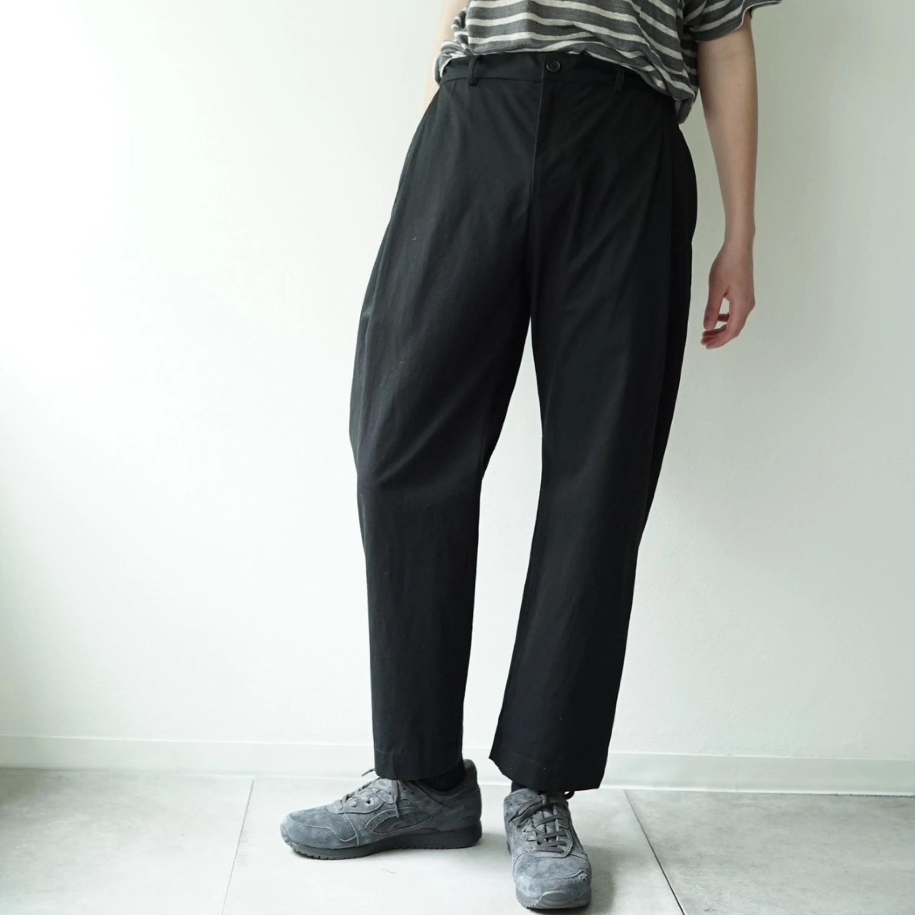 Ventile Cotton Weather Cloth Side Tuck Pants(BLACK)