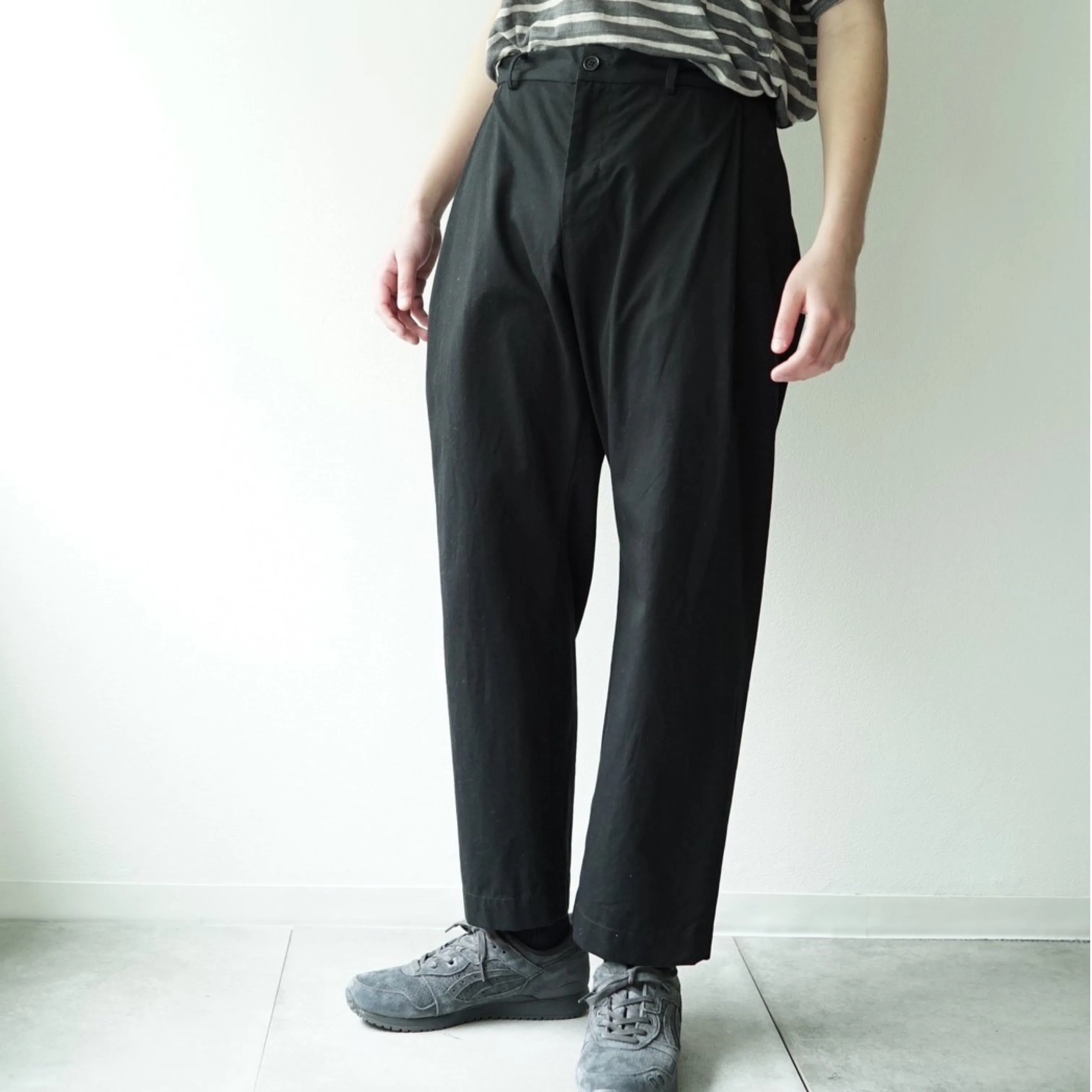 Ventile Cotton Weather Cloth Side Tuck Pants(BLACK)