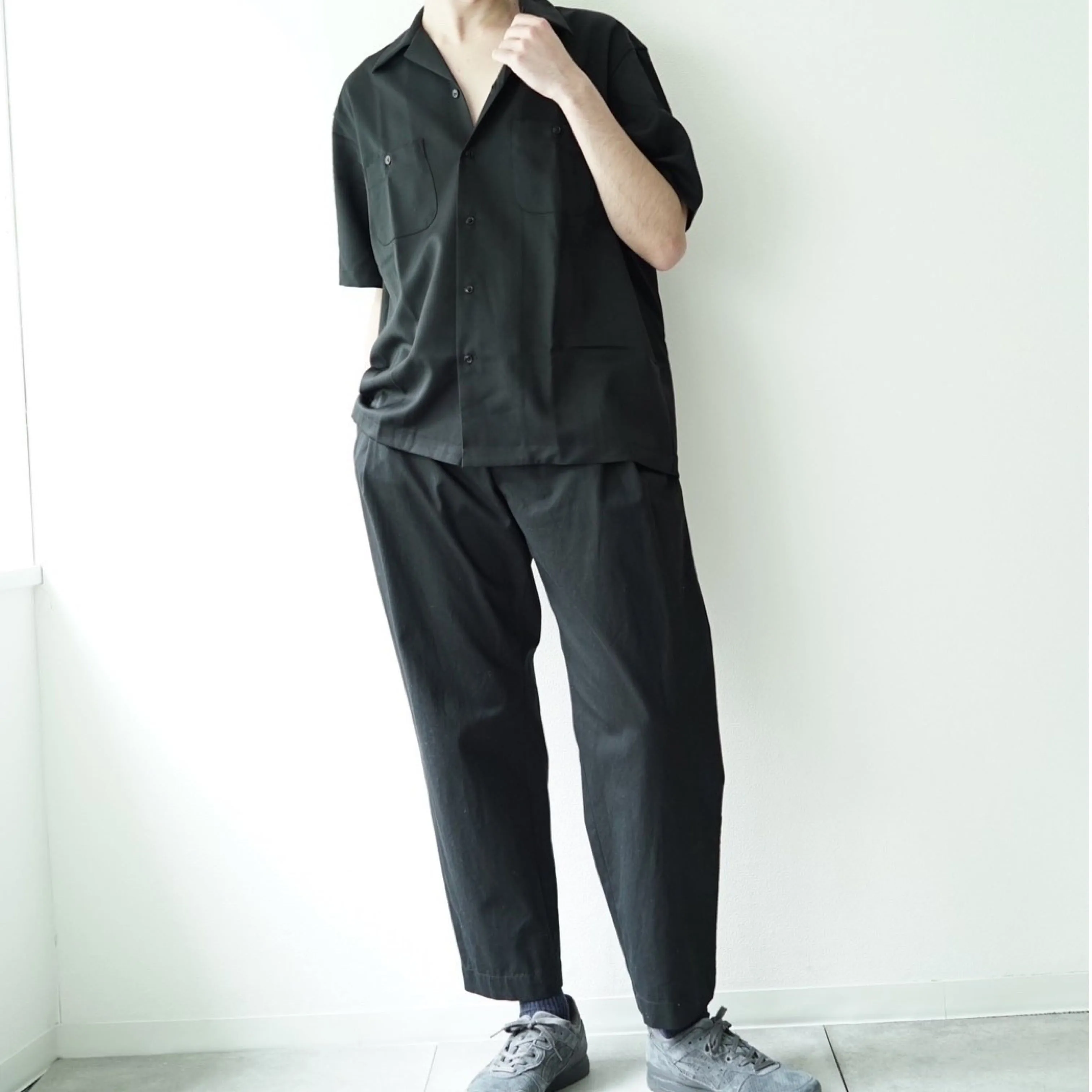 Ventile Cotton Weather Cloth Side Tuck Pants(BLACK)