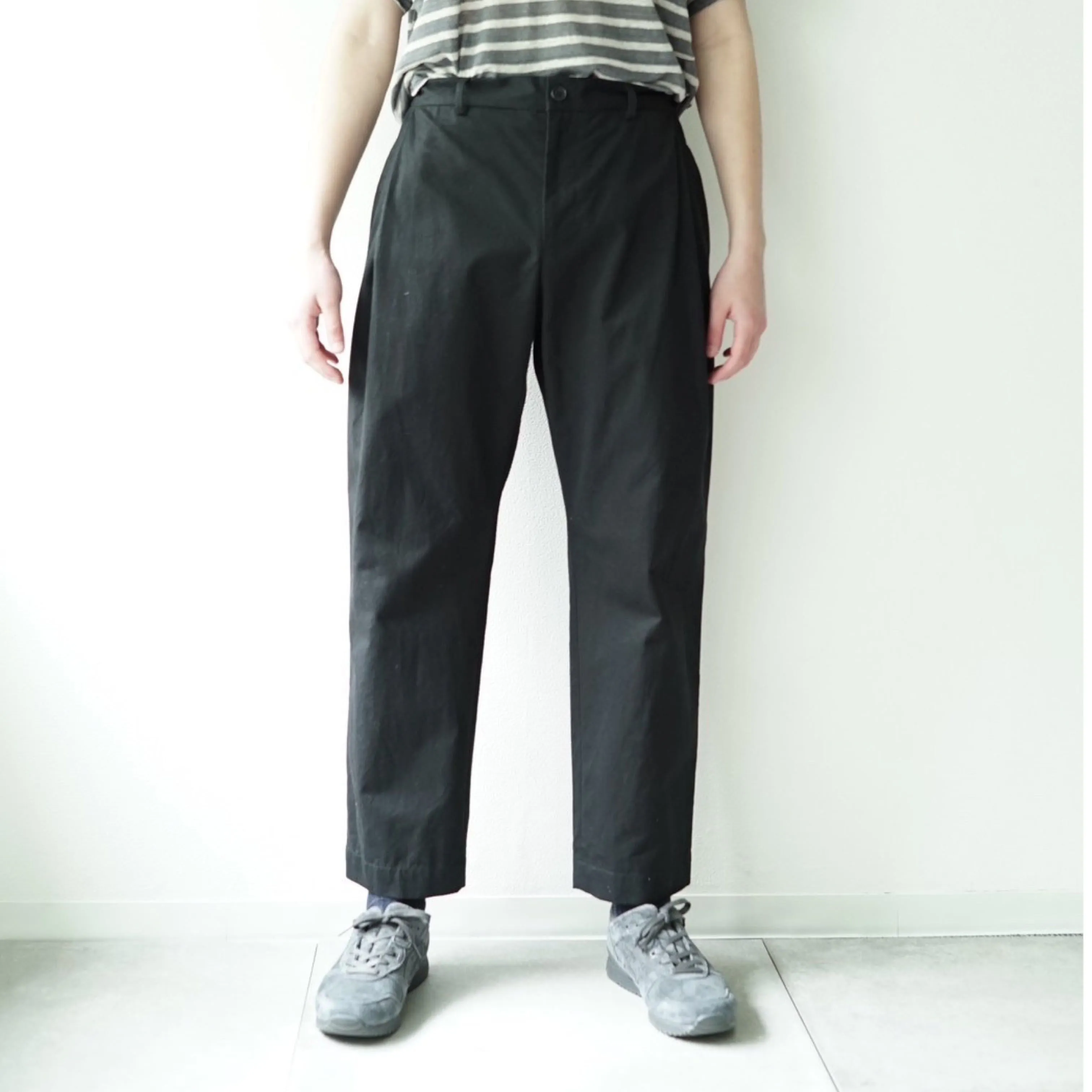Ventile Cotton Weather Cloth Side Tuck Pants(BLACK)