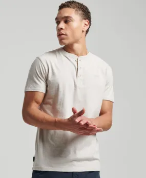 Vintage Logo Emb Short Sleeve Henley Oat Cream Marl