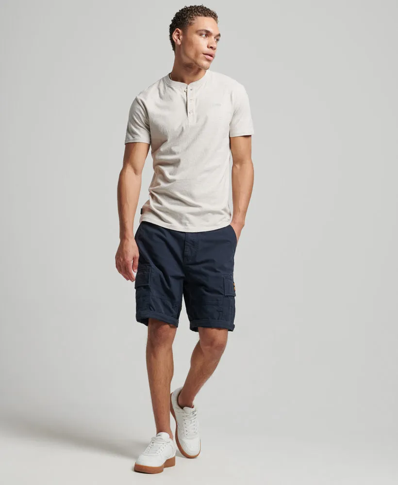 Vintage Logo Emb Short Sleeve Henley Oat Cream Marl