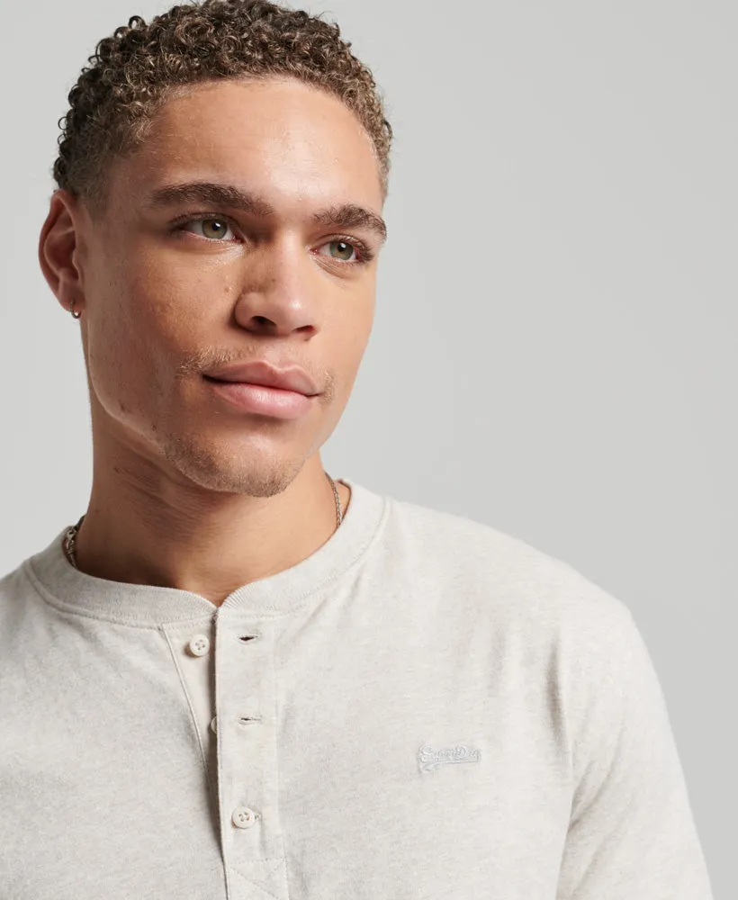 Vintage Logo Emb Short Sleeve Henley Oat Cream Marl