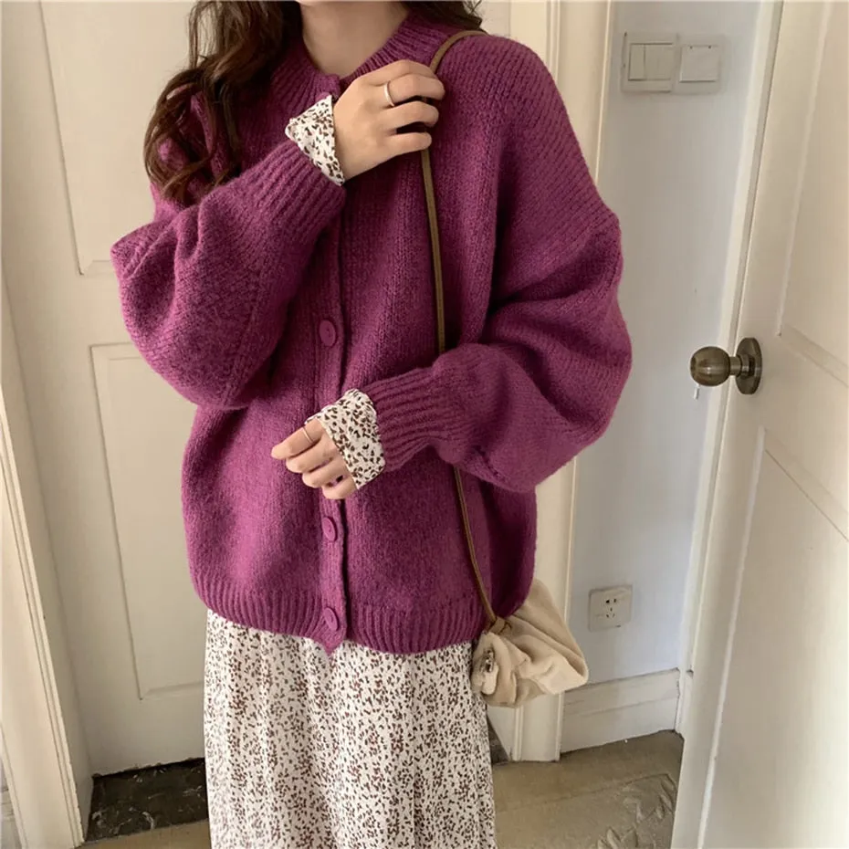 Wenkouban Green Sweater Cardigan Women Winter Sweater Oversized Jacket Harajuku Knitting Sweaters Female Winter Loose Coat Streetwear Girl