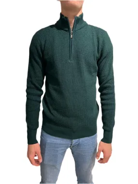 White Lable knitted 1/4 zip jumper Emerald Green