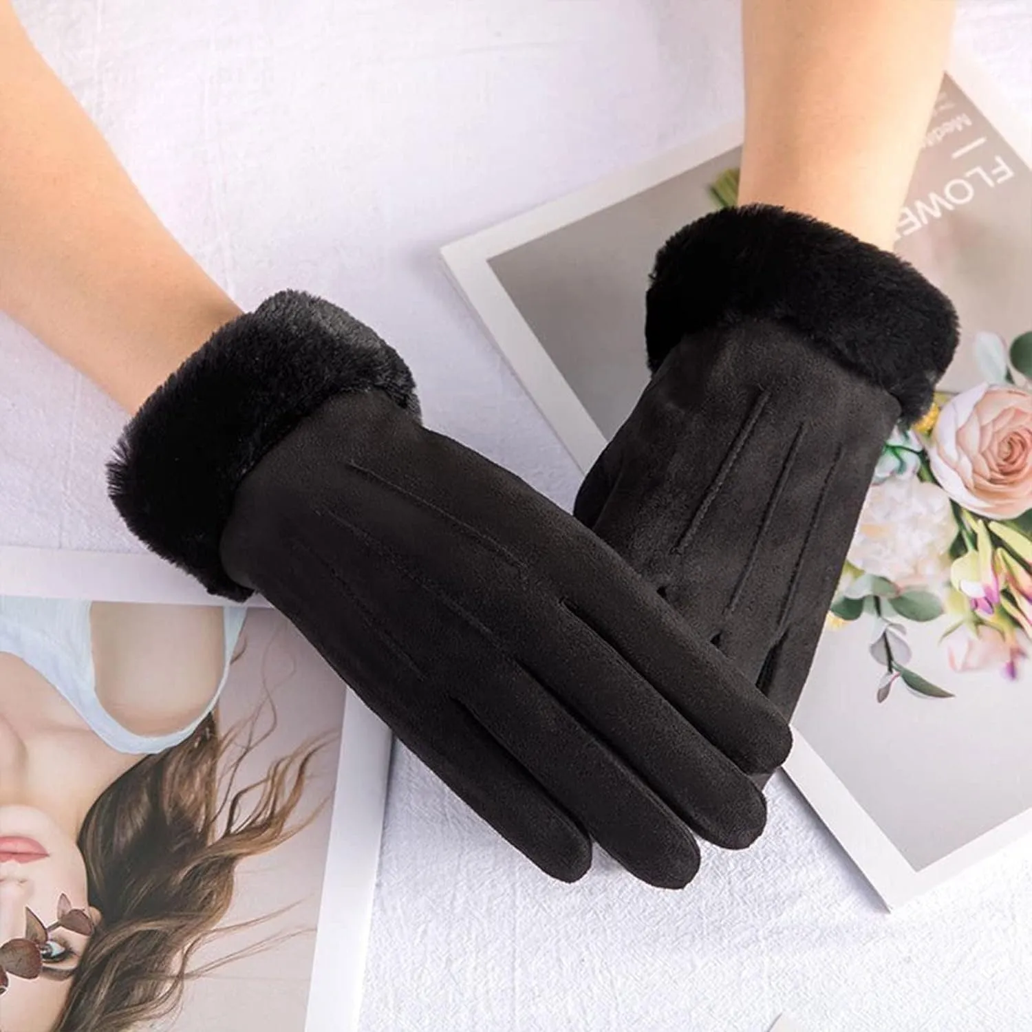 Winter Elegance: Touchscreen Cotton Gloves for Women - Stylish, Warm, and Eco-Friendly