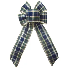 Wired Blueberry Plaid Christmas Bow (2.5"ribbon~6"Wx10"L)