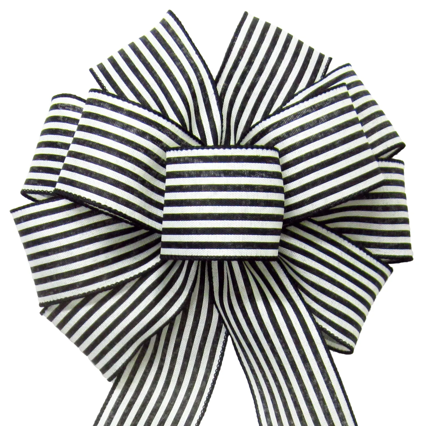 Wired Cabana Stripes Black & Ivory Bow (2.5"ribbon~10"Wx20"L)