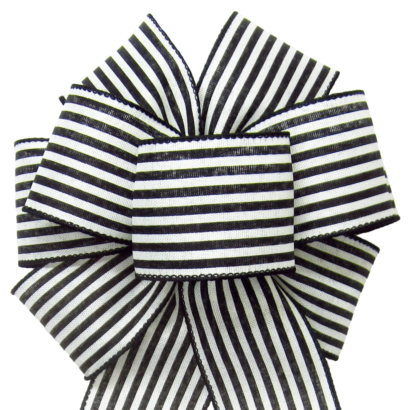 Wired Cabana Stripes Black & Ivory Bow (2.5"ribbon~8"Wx16"L)