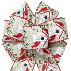 Wired Cardinals Birdhouse Natural Bow (2.5"ribbon~8"Wx16"L)