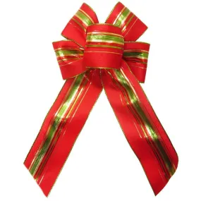 Wired Festive Deco Red Holiday Bow (2.5"ribbon~6"Wx10"L)