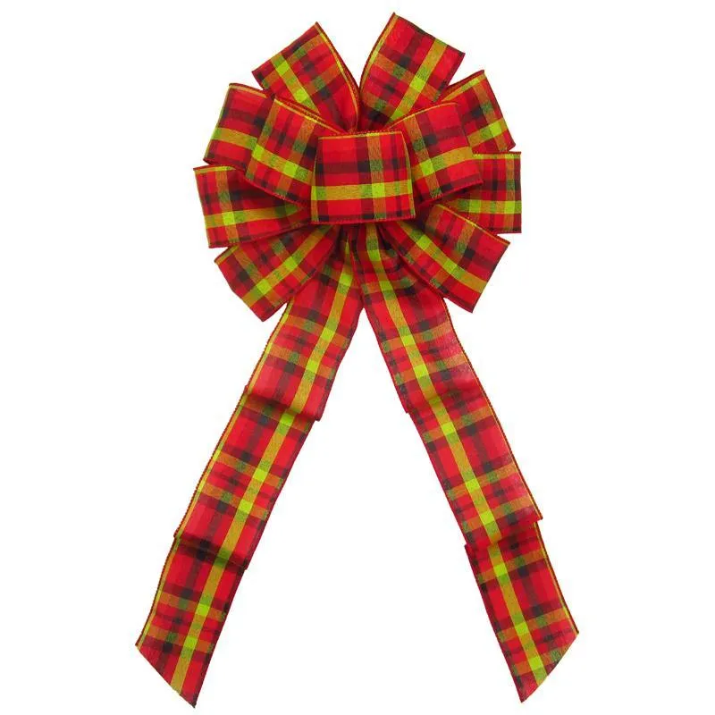 Wired Gala Party Plaid Bow (2.5"ribbon~10"Wx20"L)