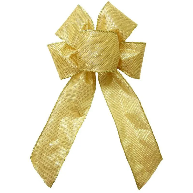 Wired Gleaming Bright Gold Bow (2.5"ribbon~6"Wx10"L)